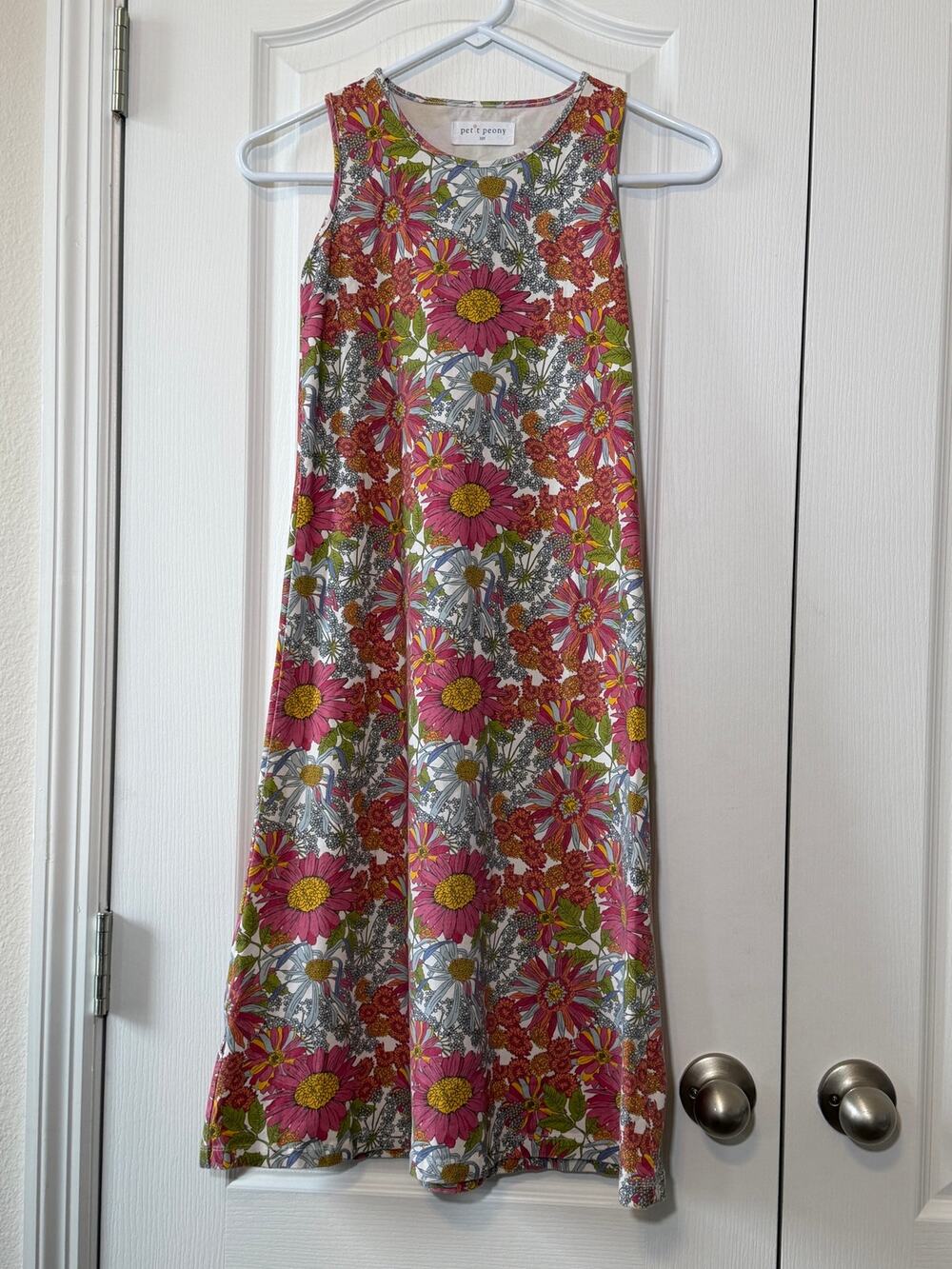 Petit Peony Girls Shift Dress Sz 10 yrs-Retro 60s Mod Pink Green Floral